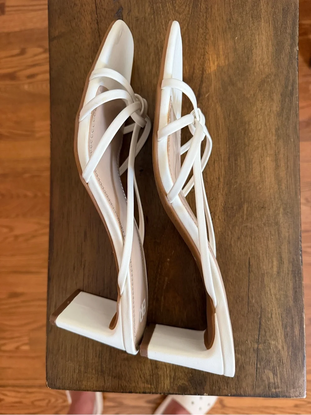 bp White Strappy Knot Block Heel Sandals NWOT